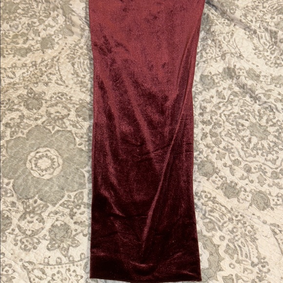 Elegant Burgundy Velvet Blazer with Black Lapel and pants - Picture 12 of 14